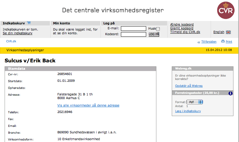 lærebog Mælkehvid Sky Har zoneterapeuten et CVR-nummer? - Sulcus